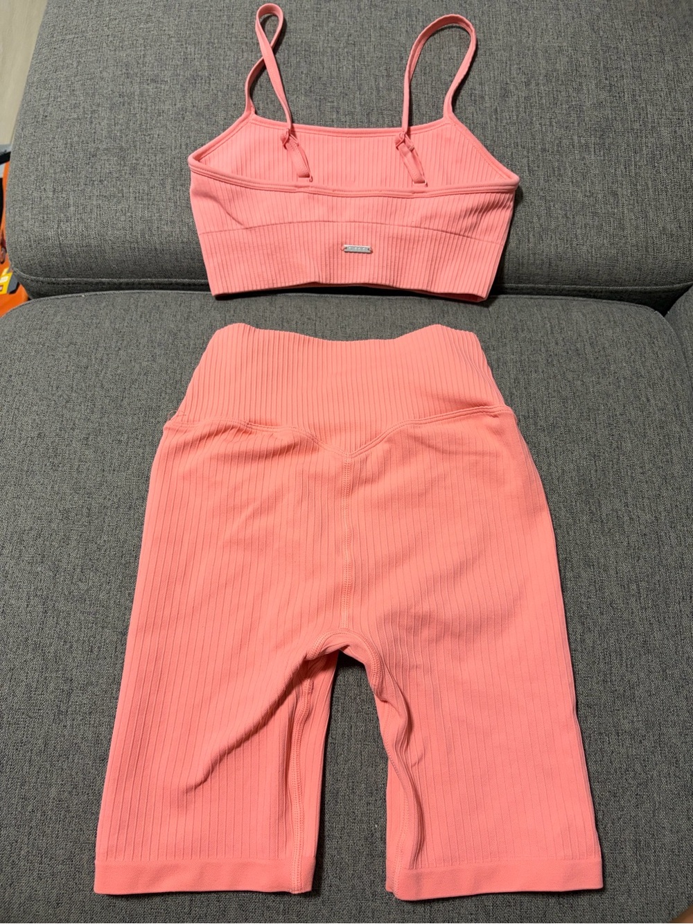 aim'n Ribbed Pink Active Crop & Shorts Set - Picture 3 of 4